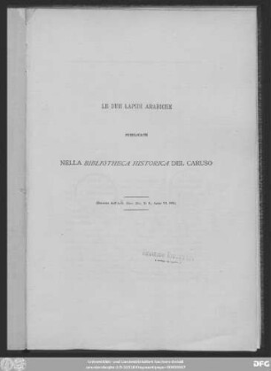 Le due lapidi arabiche pubblicate nella Bibliotheca Historica del Caruso