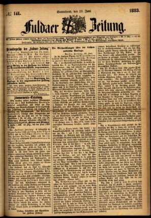 Ausgabe vom Samstag, den 23. Juni 1883.