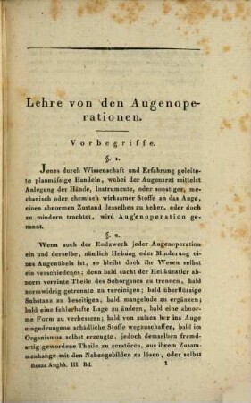Handbuch der theoretischen und practischen Augenheilkunde, 3. Lehre von den Augenoperationen