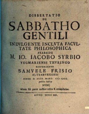 De Sabbatho Gentili