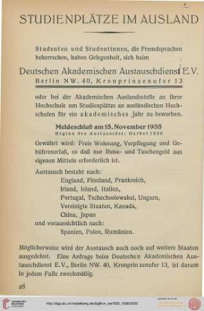 Studienplätze im Ausland