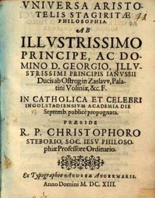 Vniversa Aristotelis Stagiritæ Philosophia