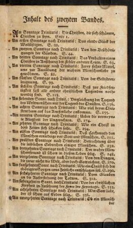 Inhalt des zweyten Bandes.