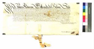 Erzbischof Johann Adam zu Mainz belehnt Georg Wolf von Wellwart mit dem halben Achtel von Bönnigheim.