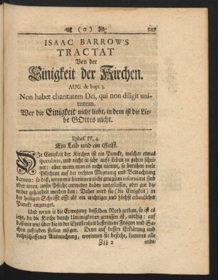 Isaac Barrow's Tractat Von der Einigkeit der Kirchen.