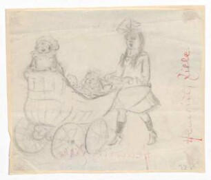 Mädchen mit Kinderwagen