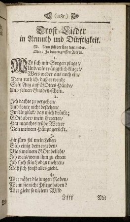 Trost-Lieder in Armuth und Dürftigkeit.