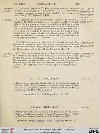 Regulations A.D. 1816-1820