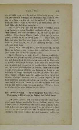 125. Wiener Congreß. - Wiedererscheinen Napoleons, 1815. Bezwingung desselben durch die Schlacht bei Belle-Alliance