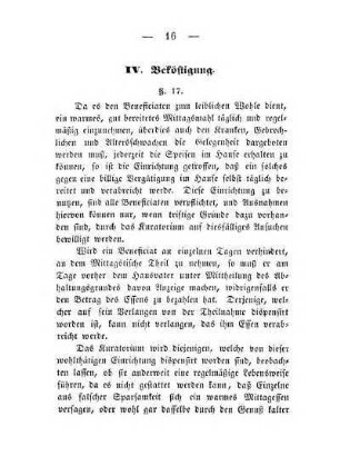 IV. Beköstigung