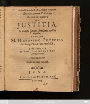 Exercitationum Ethicarum Disputatio Octava De Iustitia