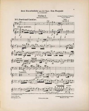 Don Pasquale : 2 Favoritstücke aus d. Oper, 1. Duett und Cavatine