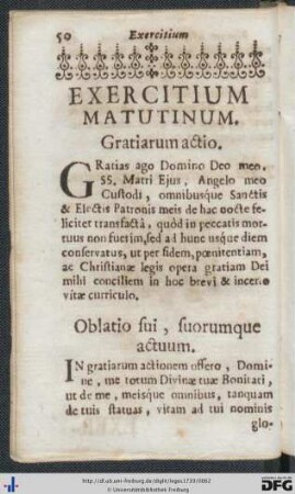 Exercitium Matutinum.
