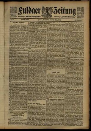 Erste Ausgabe vom Donnerstag, den 21. März 1912.