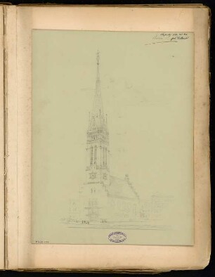 Turm der Marienkirche, Berlin Monatskonkurrenz Dezember 1890: Perspektivische Ansicht