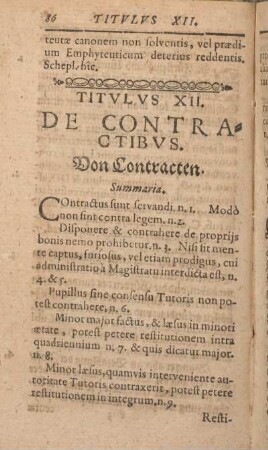Titvlvs XII. De Contractibvs. Von Contracten.