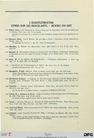 I. Kunstliteratur (Nr. 1-1326)