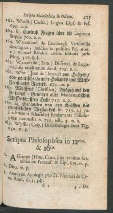 Scripta Philosophica in 12mo. & 16to.