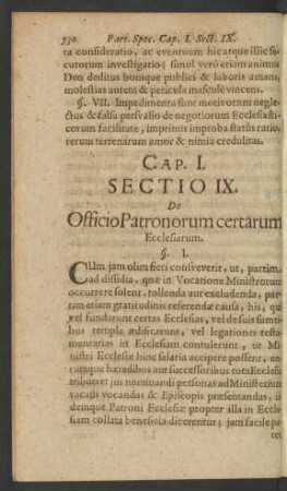 [...] Sectio IX. De Officio Patronorum certarum Ecclesiarum