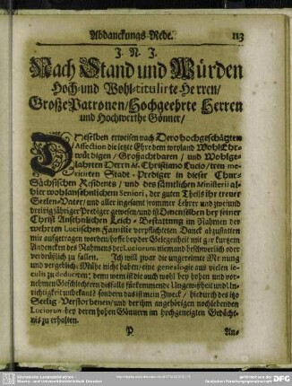 Abdankung : Abdanckungs-Rede