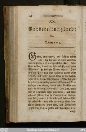 XX. Vorbereitungsrede über Römer 2. v. 4.