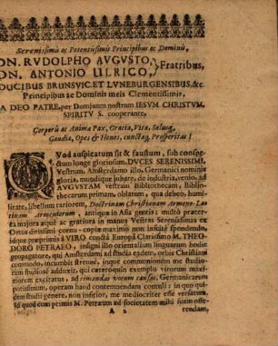 Dissertatio guelphica de lingvarvm orientalivm stvdio, historiae titulo