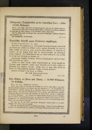 Neue Erfolge an Piave und Brenta. - 16000 Gefangene, 50 Geschütze.