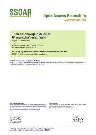 Themenschwerpunkte einer Wissenschaftlerlaufbahn