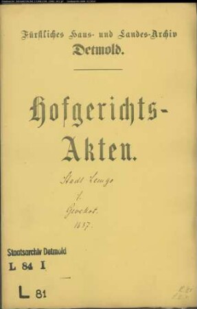 Lemgo, Stadt gegen Raab Bernd Gevekot - Schuldforderung für Arznei