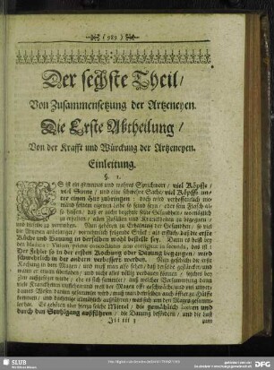 Der sechste Theil. Von Zusammensetzung der Artzeneyen