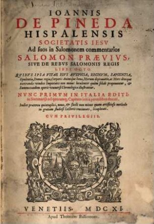 Ad suos in Salomonem Commentarios Salomon praevius : Lib. 8