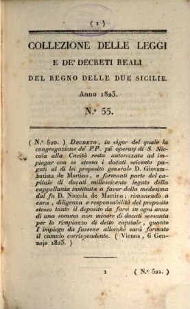 Collezione delle leggi e decreti emanati nelle provincie continentali dell'Italia meridionale, 1823