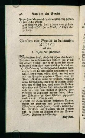 96-120, Von den vier Species in benannten Zahlen