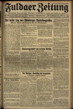 Ausgabe vom Samstag, den 08. September 1934.