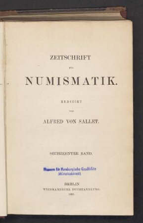 16.1888: Zeitschrift für Numismatik