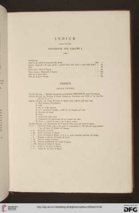 Indice delle Materie / Indice delle tavole