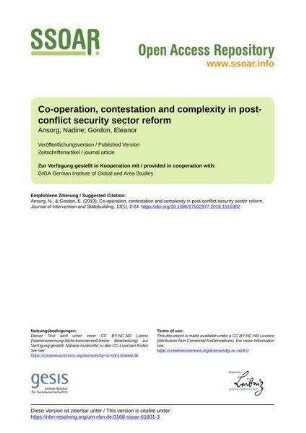 Co-operation, contestation and complexity in post-conflict security sector reform