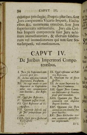Caput IV. De Juribus Imperatori Competentibus.
