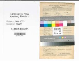 Entnazifizierung Heinrich Fedders , geb. 14.02.1901 (Maurer)