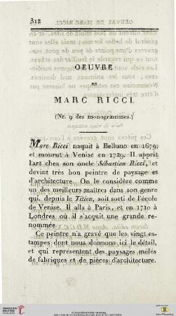 Oeuvre de Marc Ricci