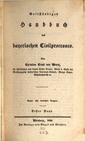 Vollständiges Handbuch des bayerischen Civilprocesses : nach Thibaut's Ordnung, 1