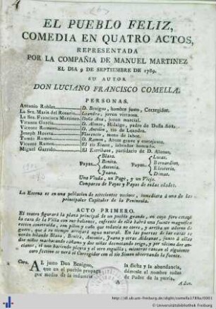 El pueblo feliz : comedia en 4 actos