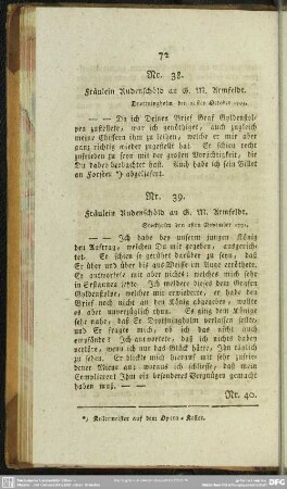 Nr. 38. Fräulein Rudenschöld an G. M. Armfeldt. Drottningholm den 22sten October 1793