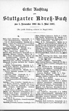 Nachtrag zum Stuttgarter Adreßbuch, 01.11.1901-01.05.1902