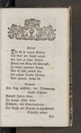 [Die Nacht der Leiden Jesu, ein Text zur Passionsmusik, in den Hamburgischen Kirchen 1790 aufgeführt]