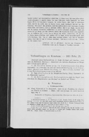 Verhandlungen zu Konstanz. - 1415 Febr. 23.