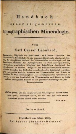 Handbuch einer allgemeinen topographischen Mineralogie. 3