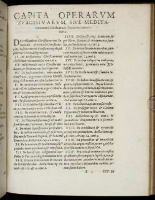 Capita Operarum Subcisiuarum, Sive Meditationum historicarum, huius tertiæ centuriæ.