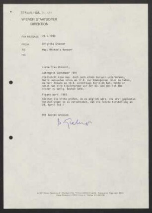 Brief an Michaela Ronzoni, 23.06.1990