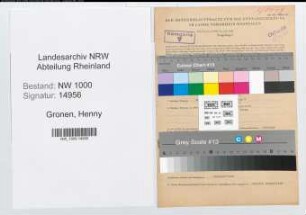 Entnazifizierung Henny Gronen, geb. 23.06.1894 (Haushaelterin)